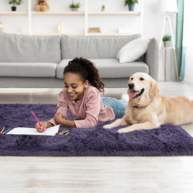 Tepook Soft Runner Rugs for Bedroom 2x6 ft with Rubber Backing, Purple Fluffy Rugs for Living Room, Shag Bedside Rug Fuzzy Plush Carpet for Room, Area Rug for Dorm Nursery Hallway Indoor Home Decor - Image 8