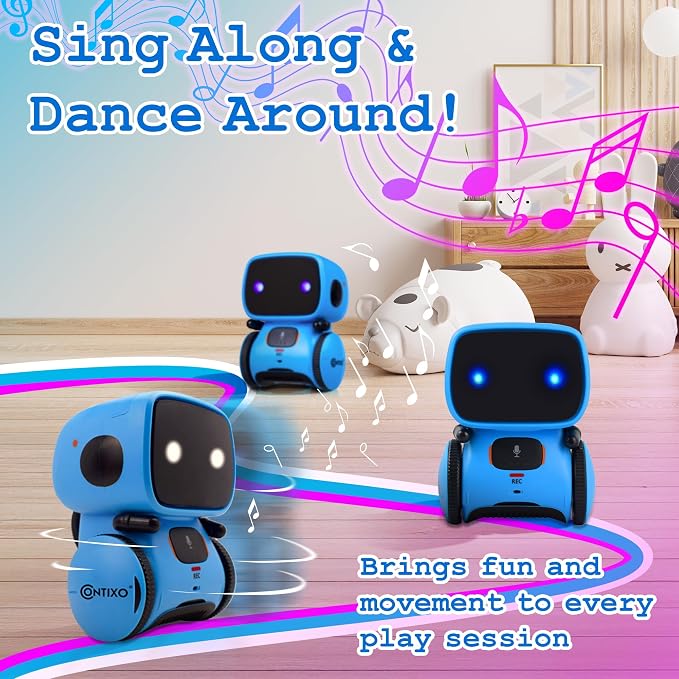 Contixo R1 Kids Robot Toy, Blue Interactive Smart Robots with Voice Control Talking Dancing Learning Touch Sensor Compact Educational Portable Toy for Boys Girls Toddlers 3-8 Years Old Birthday Gifts - Image 6