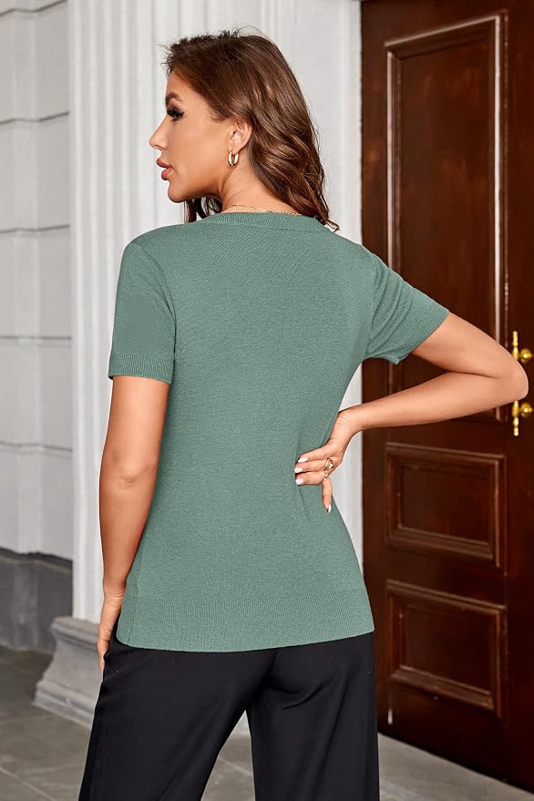 Arach&Cloz Women's Wool Blend Spring Summer Lightweight Business Casual Sweater Tops 2026 - Image 4