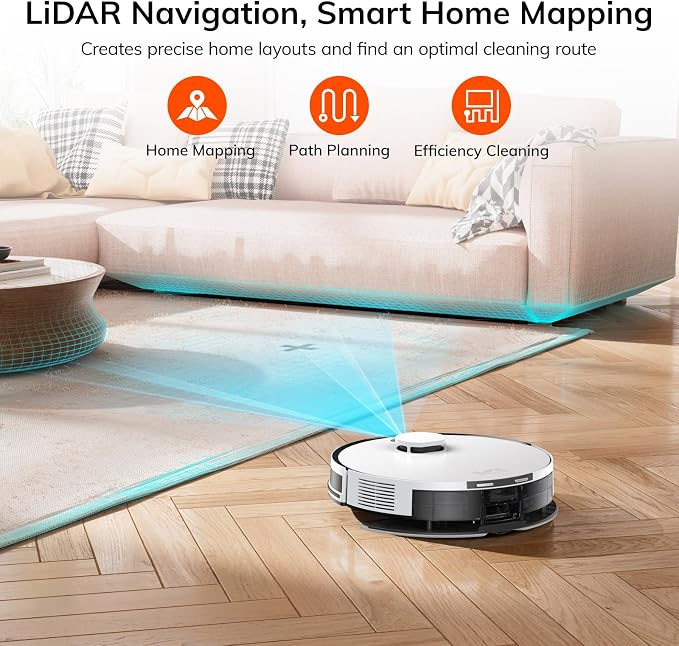 ILIFE A30 Pro Robot Vacuum and Mop,10000Pa Max Suction | 60 Days Self Emptying, LiDAR Navigation, 150 Min Max, App, Remote & Voice Control, Ideal for Hard Floors, Carpet & Pet Hair - Image 4