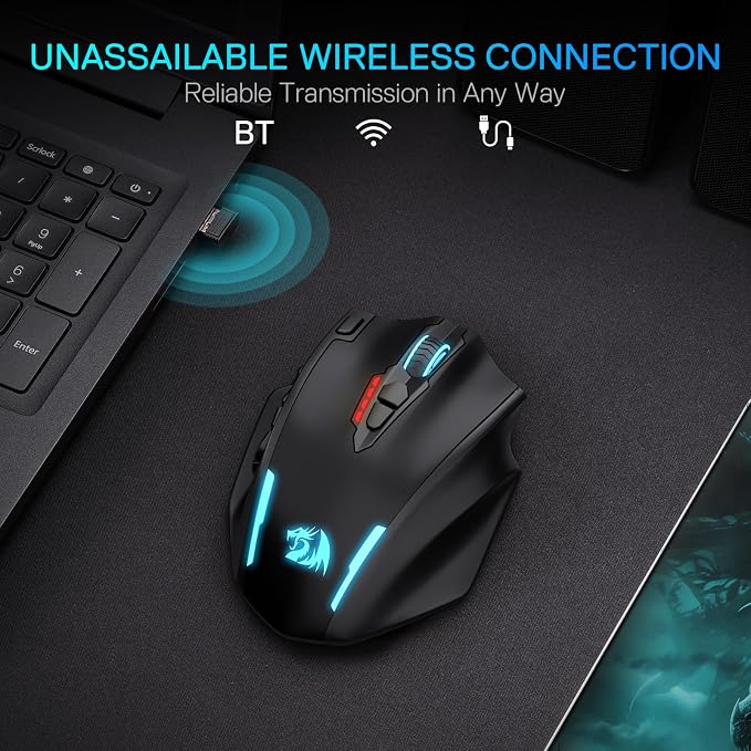 Redragon M913 MAX Wireless MMO Gaming Mouse 26000 DPI Remapping Keys | Cable-Free 0 Delay, Smooth Precise Tracking, Redefine Keybinding Macro, Vibing Backlight, Ergonomic Grip Body Comfort - Image 2