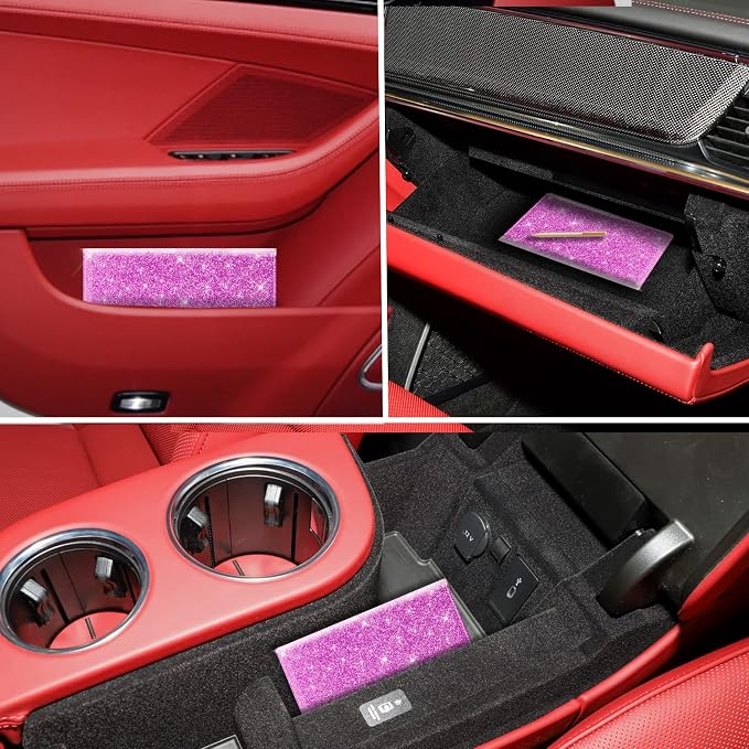 TOURSUIT Car Registration and Insurance Card Holder, Glitter Purple | Vehicle License Document Organizer, Glove Box Compartment, Interior Car Accessories, For Women Men - Image 7