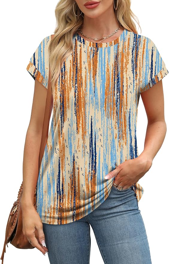 Alaroo Womens Summer Tops Short Sleeve Shirts Crew Neck Tshirt Cute Trendy Tunic Blouses (S-3XL) - Image 2
