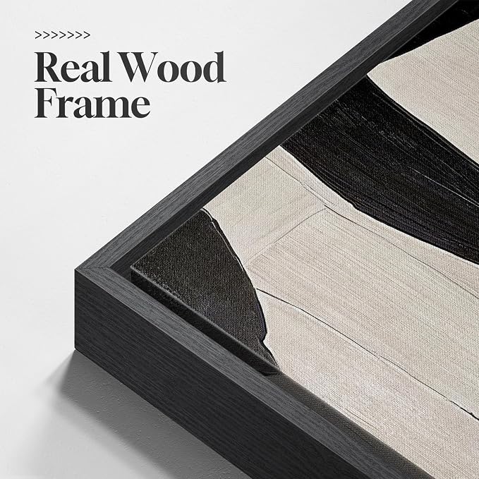 Framed Black and Beige Abstract Wall Art, 2 Piece Canvas Prints Paintings Artwork for Walls, Modern Minimalist Abstract Pictures for Living Room Hallway Bedroom Office Bathroom Wall Decor 16x24 In - Image 5
