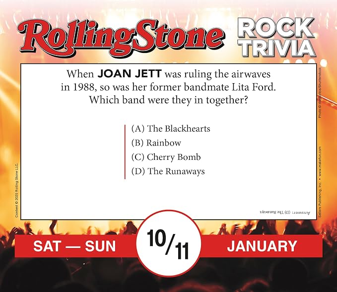 Rolling Stone Rock Trivia 2026 Daily Desk Calendar: Boxed Page-a-Day Music Quiz Calendar with Day-to-Day Rock History, Legends & Iconic Moments - Image 6