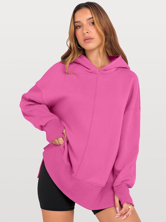 ANRABESS Womens Oversized Hoodies Long Sleeve Fleece Side Slit Hooded Sweatshirts Pullover 2026 Fall Outfits Y2K Clothes - Image 2