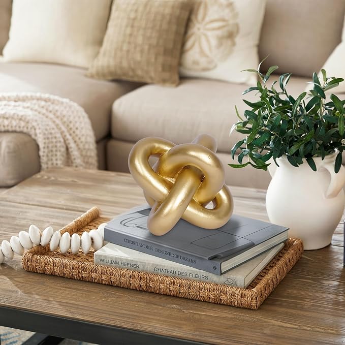 Gold Knot Statue Decor Modern Geometric Round Sculpture Table Sculptures and Figurines Round Decorative Ornaments Knick Knacks Home Decor for Shelves Coffee Table Bookshelf Decoration Gifts - Image 3