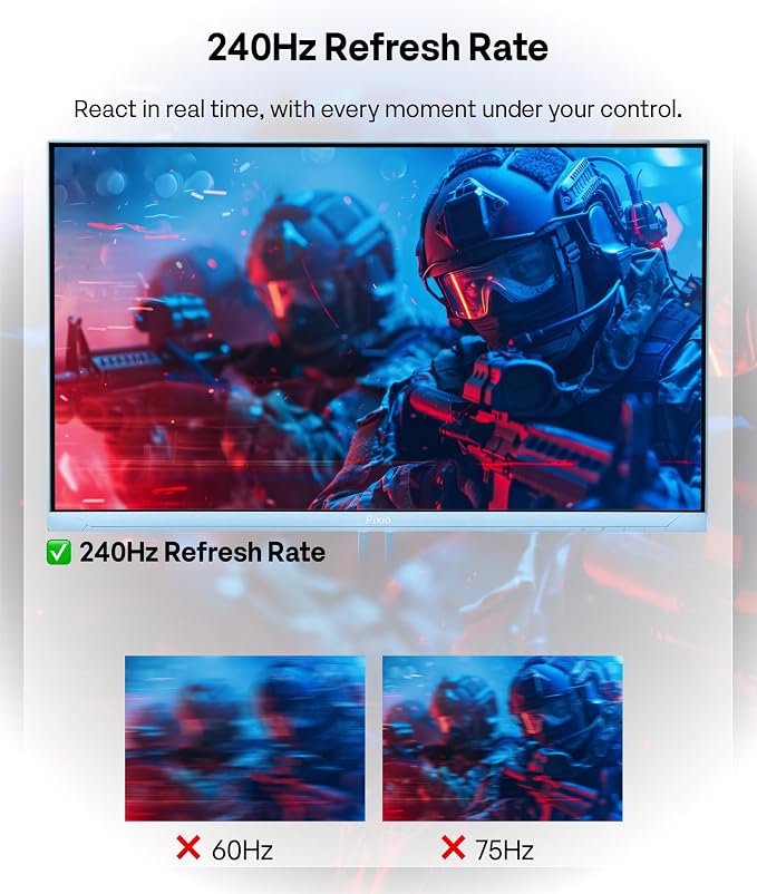 Pixio PX249 Wave Blue 24 inch 240Hz Refresh Rate FHD 1080p Resolution Fast IPS Panel 1ms GTG Response Time Built-in Speakers Gaming Monitor with Adaptive Sync - Image 3