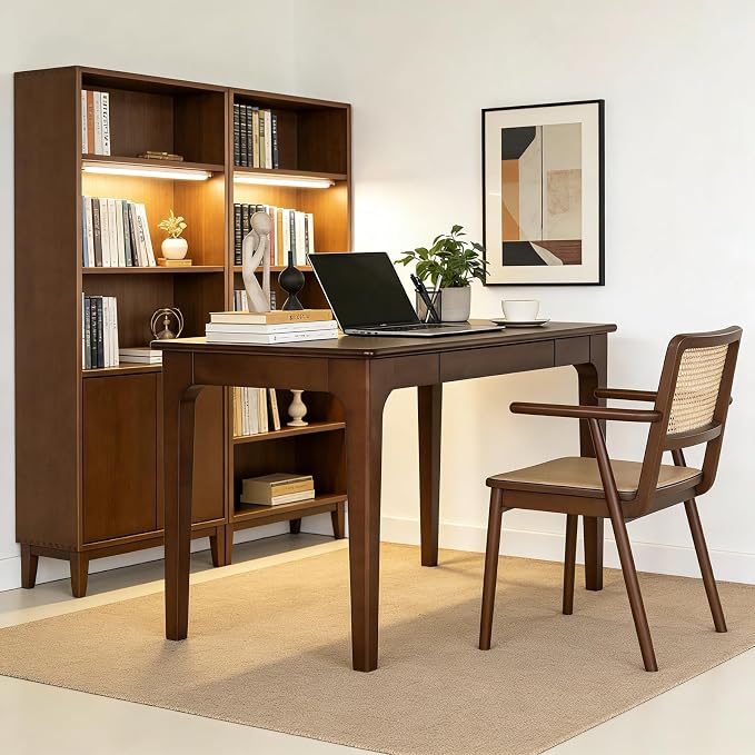 Solid Wooden Desk with Drawers, Small Writing Desk with Drawers for Computer, PC Desk for Work, Study or Gaming, Easy to Assemble (Walnut, 31.5IN) - Image 2