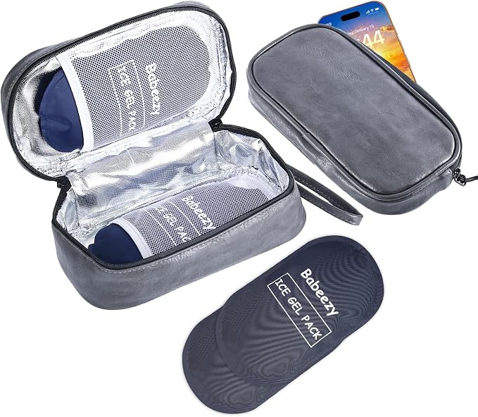 Keep Your Phone Safe from Extreme Heat Car Phone Cooling Bag Includes 2 Reusable Ice Packs Fits All Phones (Grey) by Babeezy