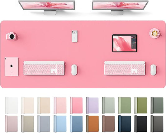 YSAGi Leather Desk Protector, Office Mat, Large Mouse Mat, Non-Slip PU Leather Blotter, Laptop Desk Mat, Waterproof Writing Pad for Office and Home(Pink, 63" x 24") by YSAGi