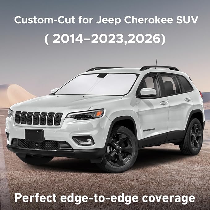 EcoNour Windshield Sunshade Compatible for Jeep Cherokee SUV (Not for Jeep Grand Cherokee) 2014-2021 2022 2023, 2026, Sun Visor for Front Window Sun Shade Cover, UV Heat Protector, Car Accessories - Image 2