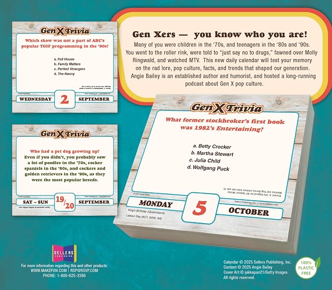 Daily Gen X Trivia 2026 Desk Calendar: Boxed Page-a-Day Nostalgia Quiz Calendar with Day-to-Day Pop Culture, Music, Movies & Throwback Challenges - Image 3