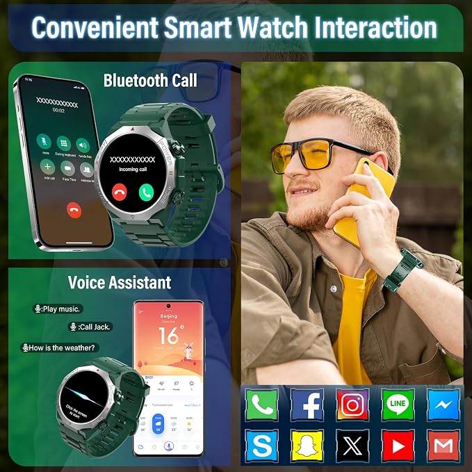 Smart Watch for Men (Answer/Make Calls), Rugged Men's Military Smartwatch, 1.39" HD Fitness Tracker with Heart Rate/Sleep/Step Monitor, 110+ Sport Modes, IP68 Waterproof Activity Tracker Android iOS - Image 2