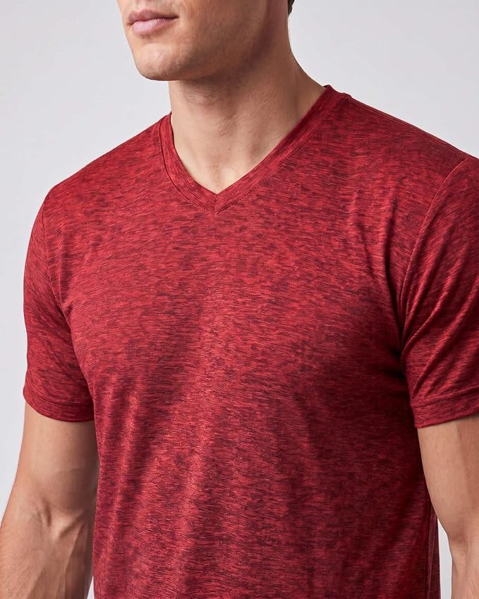 5 Pack Men's Dry Fit V Neck Gym Workout T Shirts Athletic Moisture Wicking | Cooling, Quick Dry, Breathable, Short Sleeve, Exercise, Cycling, Sports, Outdoor, Fitness, Golf, Crossfit, Hiking, Tennis - Image 3