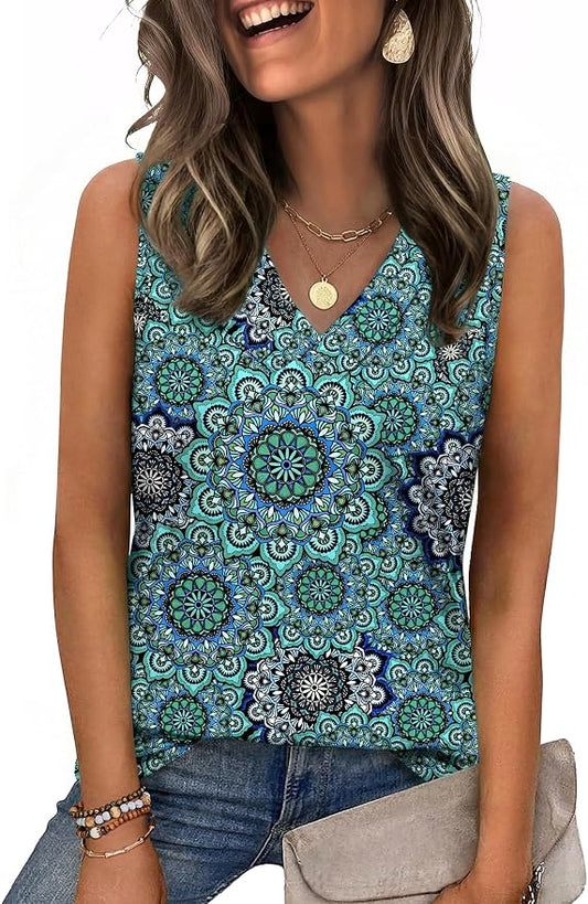 Zeagoo Tank Top for Women V Neck Loose Fit Sleeveless Summer Tops Business Casual Outfits Dressy Blouses Shirts by Zeagoo