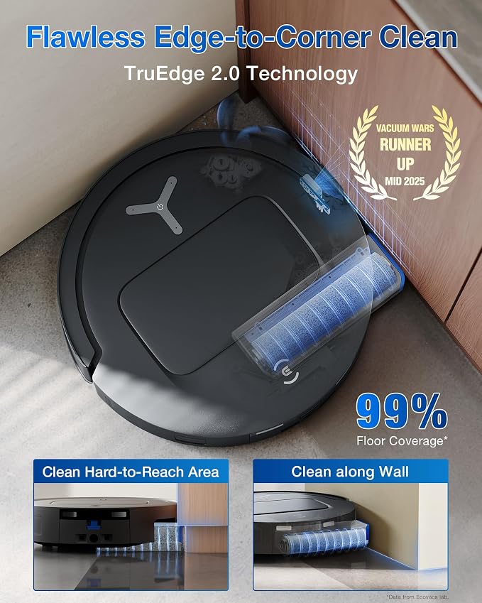 ECOVACS DEEBOT T80 Omni Robot Vacuum and Mop, Instant Self-Cleaning OZMO Roller Mop, TruEdge Deep Cleaning, AI Navigation, 18,000Pa Suction and ZeroTangle 3.0 for Pets and Carpets - Image 7