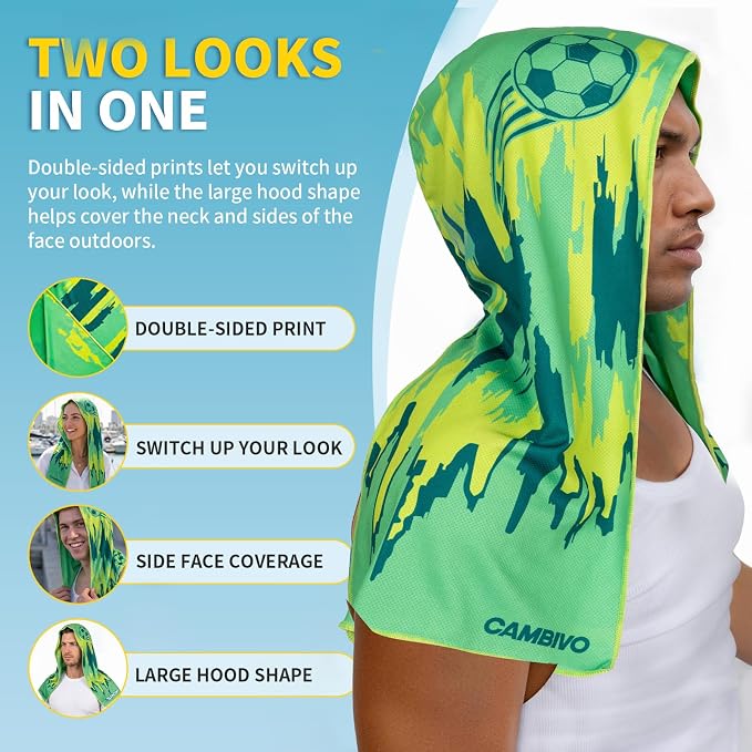 CAMBIVO Cooling Hoodie Towel for Men and Women, Lightweight Breathable Sun Protection Cover for Head, Neck, Ears, Face, Cooling Clothing for Extreme Heat, Sports Outdoors, Travel - Image 6