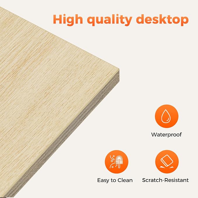 Mericonia 32x16 Inch Computer Desk with Wheels, Small Simple Rolling Desk | Writing Table for Home Office Bedroom Work Study, Oak - Image 7