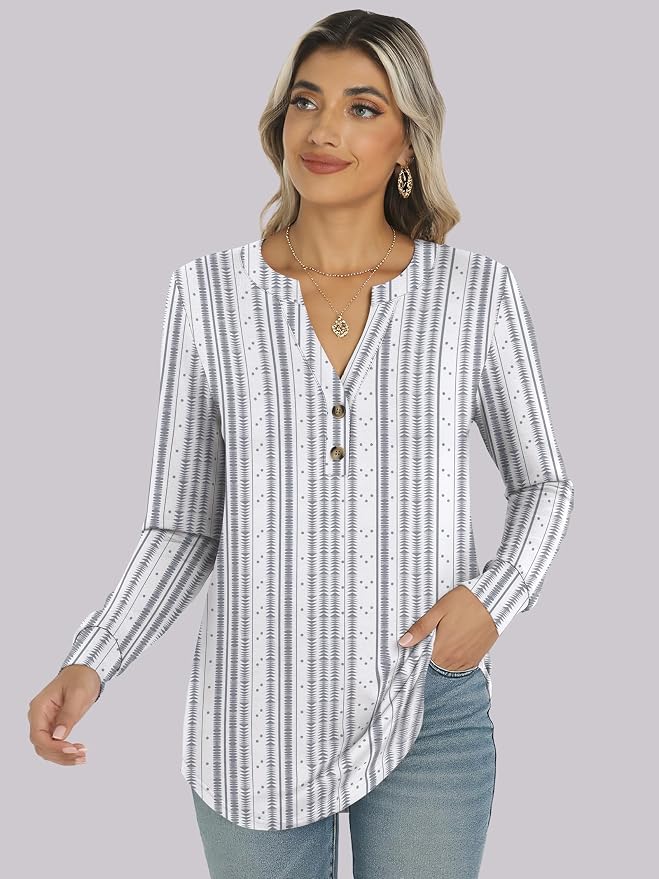 ANRABESS Women's Long Sleeve Shirts 2026 Spring Fashion Dressy Casual Tops Trendy Henley Blouses Cute Work Outfits Clothes - Image 6