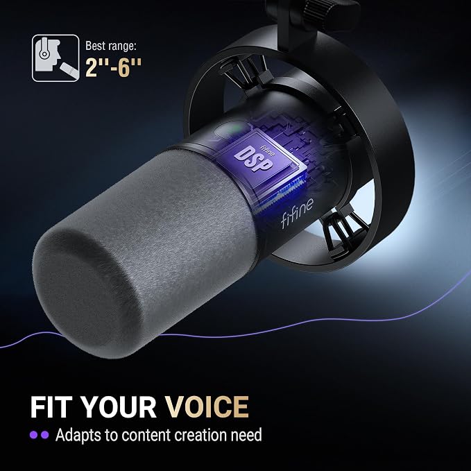 FIFINE AmpliTank K688T Dynamic Microphone Set, Podcast XLR/USB Mic | Studio Streaming Mic with Heavy Duty Boom Arm, Mute Tap, Headphone Jack, for Vocal Content Creation Recording, Metal Built - Image 11