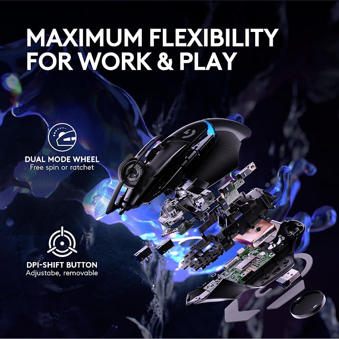 Logitech G502 X Plus Wireless RGB Gaming Mouse - Black | Optical Switches, RGB, 13 Buttons , Infinite Scroll Toggle, <130 hr Battery, USB-C, Wireless Charging Capable, for PC/MacOS - Image 7
