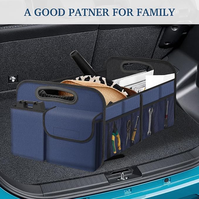 Femuar Car Trunk Organizer, Collapsible, Waterproof, Non-Slip, Blue, 52L, 5 Compartments, Rectangular, Portable, Practical/Functional - Image 7