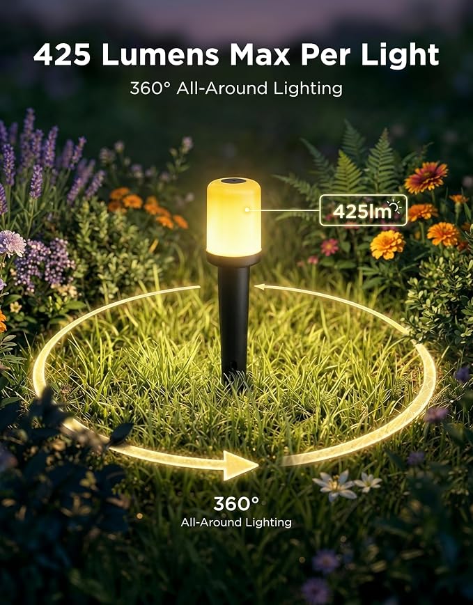 Govee Outdoor Cylinder Pathway Lights, 4 Pack, 425 Lumens, IP67 Waterproof | 60+ Preset Scene Modes, Outdoor Decor for Path, Patio, Garden, Lawn, Compatible with Alexa, Google Assistant, Matter - Image 3