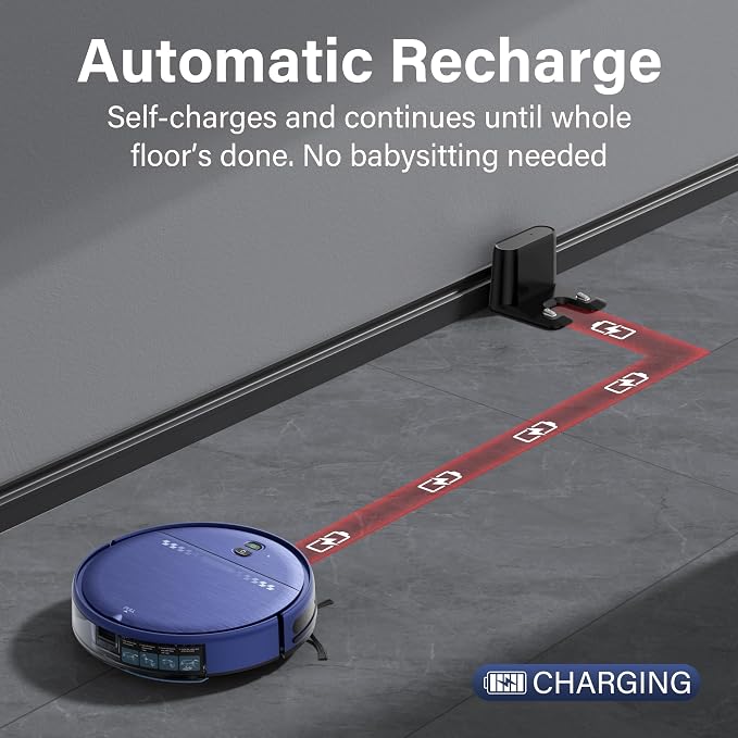 Robot Vacuum and Mop for Pet Hair, 2-in-1 Robot Vacuum Cleaner for Hard Floors&Carpets with 2.87'' Slim Design, Wi-Fi/App/Voice Control, 3D Obstacle Avoidance & Self-Charging - Image 8