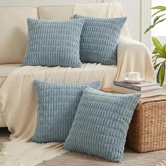 Fancy Homi 4 Packs Decorative Throw Pillow Covers for Living Room Couch Bed, Modern Farmhouse Boho Home Décor Accent Cushion Case, 14" x 14", Light Blue by Fancy+Homi