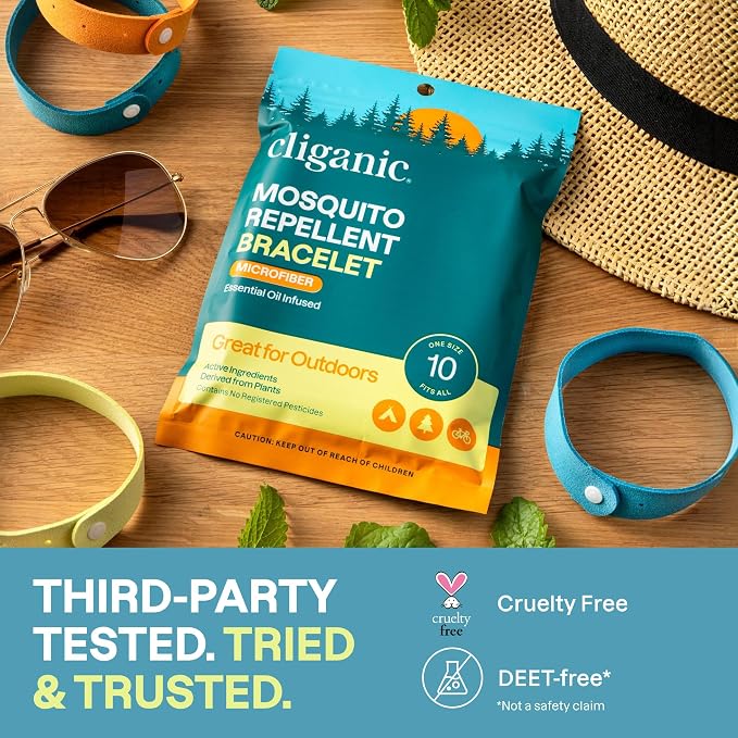 Cliganic Mosquito Repellent Microfiber Bracelets (10 Count) - for Adults and Kids, DEET Free Wristbands - Image 9