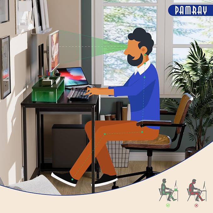 Pamray 39 Inch Small Computer Desk with Monitor Stand and Drawer for Gaming | Small Gaming Desk, for Bedroom Small Spaces, Home Office, Dorm and Apartment, for Writing, Study and Working - Image 5