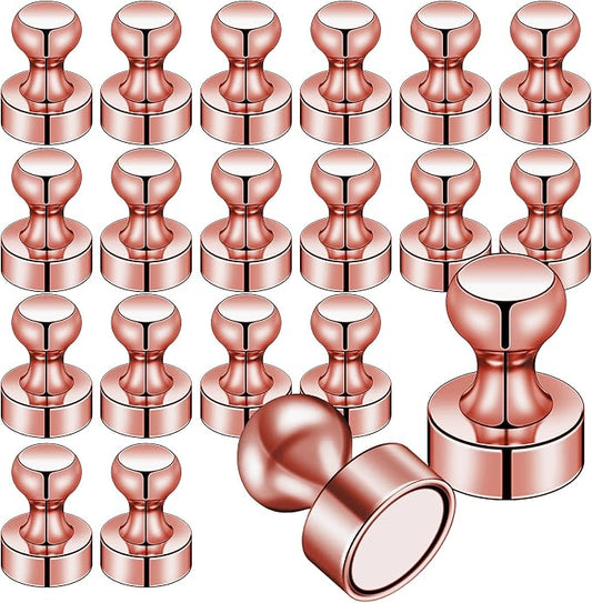 LOVIMAG Fridge Magnets 20Pcs for Refrigerator Whiteboard, Rose Gold | Small Strong Neodymium Metal Cute Push Pin for Classroom, Kitchen, Accessories Decorative, Office, Calendar by LOVIMAG
