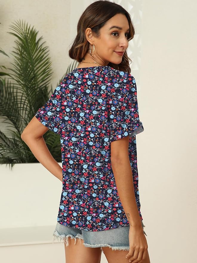 T Shirts Short Sleeve V Neck Tees Womens Tops Beach Vacation Fashion Clothes 2026 Casual Summer Spring Fall Outfits - Image 2
