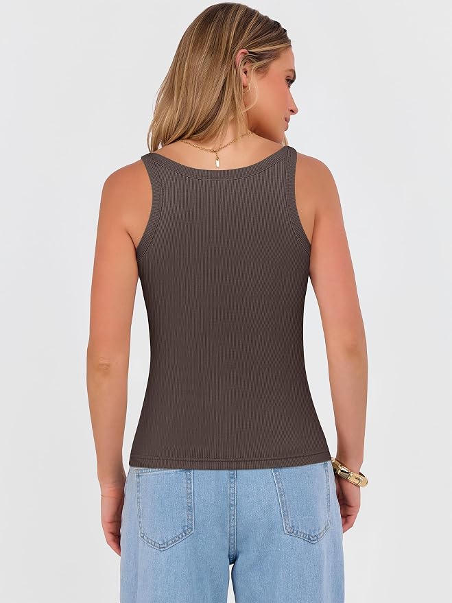 ANRABESS V Neck Tank Tops for Women Ribbed Knit Camisole 2026 Summer Casual Sleeveless Slim Fitted Basic Cami Shirts Clothes - Image 5
