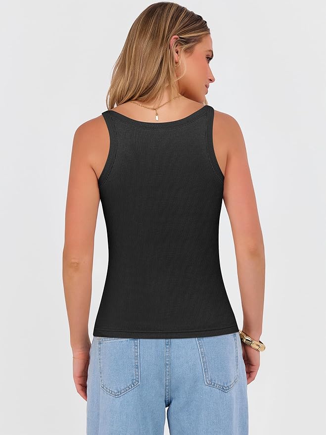 ANRABESS V Neck Tank Tops for Women Ribbed Knit Camisole 2026 Summer Casual Sleeveless Slim Fitted Basic Cami Shirts Clothes - Image 5