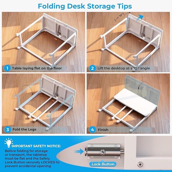 GreenForest Portable Folding Desk with Wheels, 31.5 inch Adjustable Tilt | Drafting Table Workstation for Small Spaces, Home Office, Drawing & Craft Projects，White - Image 9