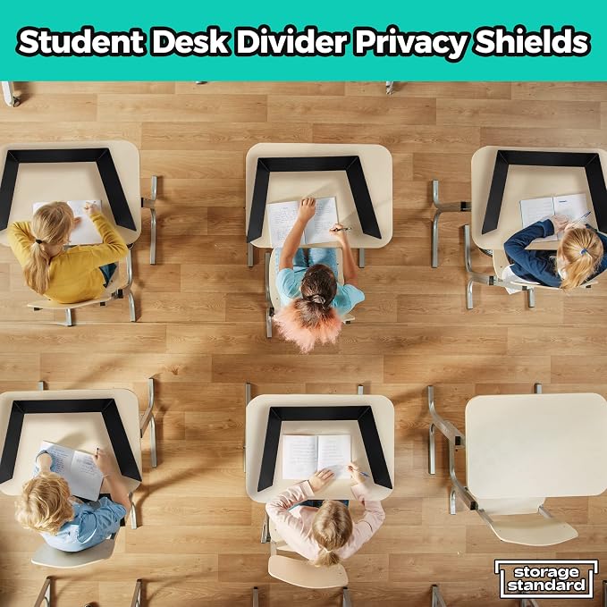 22-Pack Desk Dividers for Students - Durable & Waterproof Plastic Study Carrel Divider, Classroom Folders Teacher Supplies, Easy-to-Clean Plastic Privacy Shield Folder Boards for Student Desks, Black - Image 8