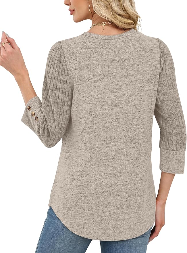WIHOLL 3/4 Length Sleeve Womens Tops Sweaters Shirts Lightweight Spring Outfits 2026 Winter Clothing S-2XL - Image 5