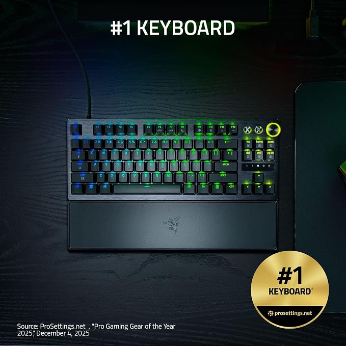 Razer Huntsman V3 Pro TKL 8KHz Esports Gaming Keyboard, Black | Analog Optical Switches Gen 2, 8KHz Polling, Razer Snap Tap, Rapid Trigger, Adjustable Actuation, Media Controls - Image 2