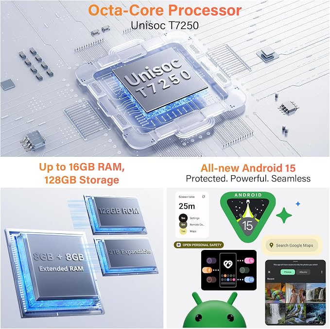 Ulefone RugKing 4 Pro Tough AI Rugged Phone, 10000 mAh 16GB + 128GB, Android 15 Octa-Core 48MP 6.56" 120Hz, 120LM Super Torch/3 Card Slots/IP68/IP69K/NFC, Package with Exclusive Armor Case- Black - Image 6
