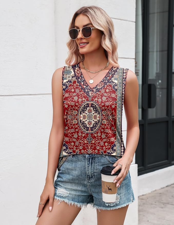 Zeagoo Tank Top for Women V Neck Loose Fit Sleeveless Summer Tops Business Casual Outfits Dressy Blouses Shirts - Image 2