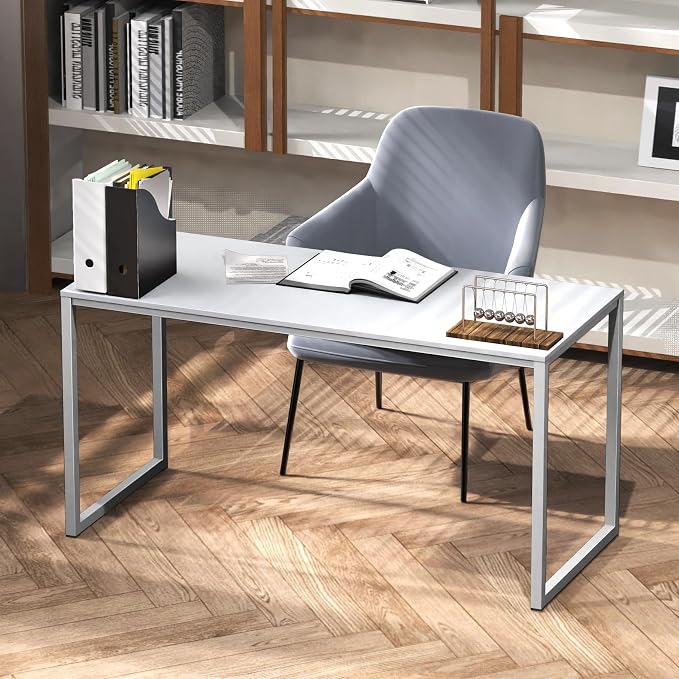 SHW Mission 55-Inch Home Office Computer Desk, White - Image 9