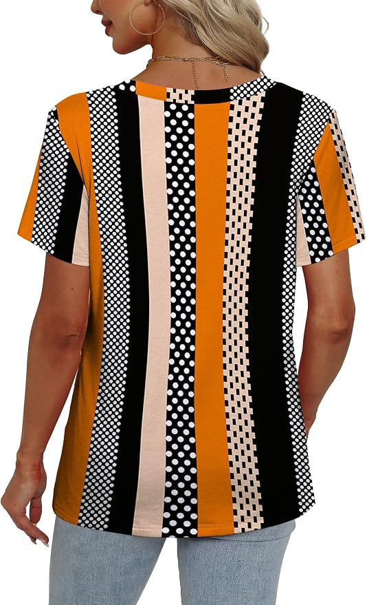 Alaroo Womens Summer Tops 2026 V Neck Short Sleeve Shirts Trendy Dressy Casual Vacation Outfits Printed - Image 4