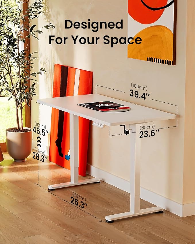 ErGear Height Adjustable Electric Standing Desk, 40 x 24 Inches Sit Stand up Desk, Memory Computer Home Office Desk, White - Image 3
