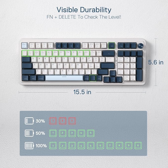 Redragon K686 PRO Wireless RGB Gasket Gaming Mechanical Keyboard, Easy Knob | Multi-Function Control Wheel, 0-Delay Tri-Mode, Cushioned 5-Layer Noise Dampening for Creamy Thocky Sound, Practical 98 Keys - Image 7