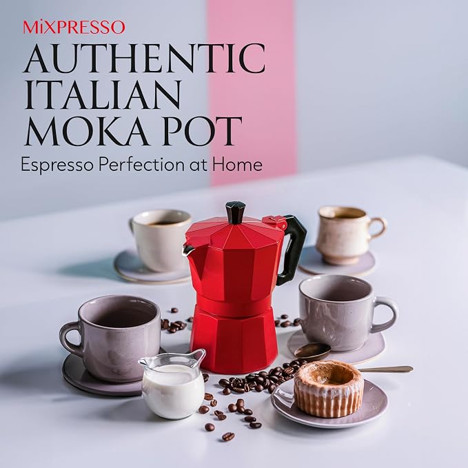 Mixpresso 3 Cup Moka Pot Stovetop Espresso Maker, Italian Cuban Coffee Pot | 5oz aluminum Italian coffee maker for gas and electric stovetops, small design for traditional espresso-style coffee at home - Image 8