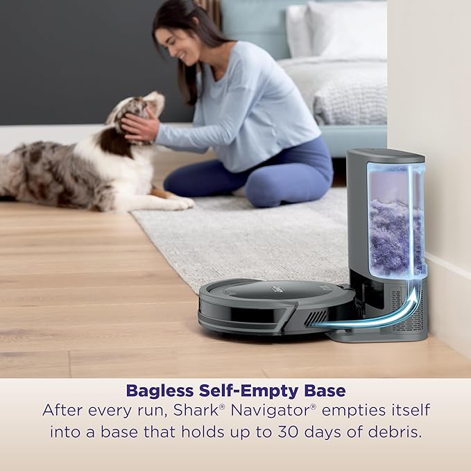 Shark Navigator Robot Vacuum and Self-Empty Base with Bagless 60-Day Capacity Self-Empty Base, SmartPath Navigation, Powerful Pet Hair Pickup, Anti-Hair Wrap, For Carpets & Hard Floors, Grey, RV2100AE - Image 5