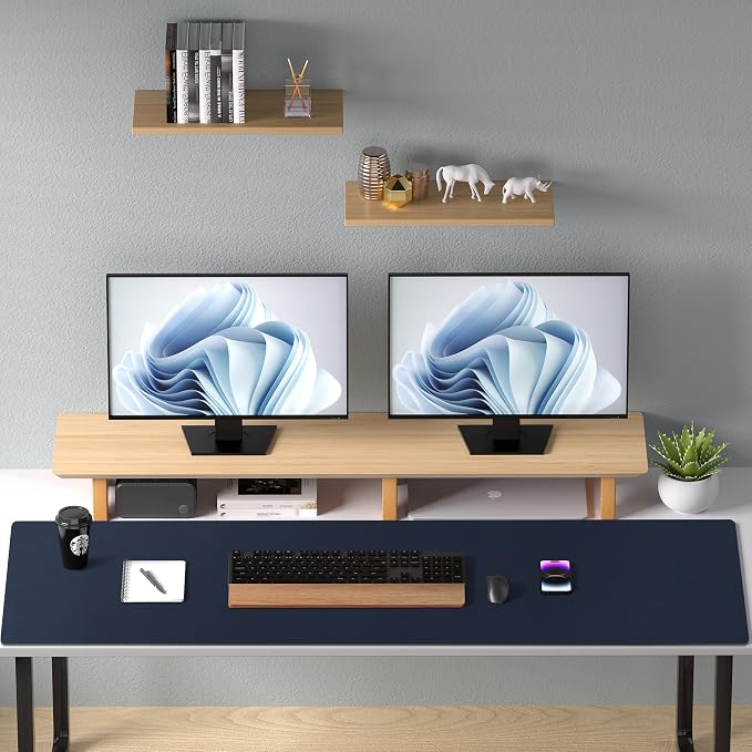 Aothia Leather Desk Pad Protector, Mouse Pad, Office Desk Mat, Non-Slip PU Leather Desk Blotter, Laptop Desk Pad, Waterproof Desk Writing Pad for Office and Home (48"x17", Dark Blue) - Image 9