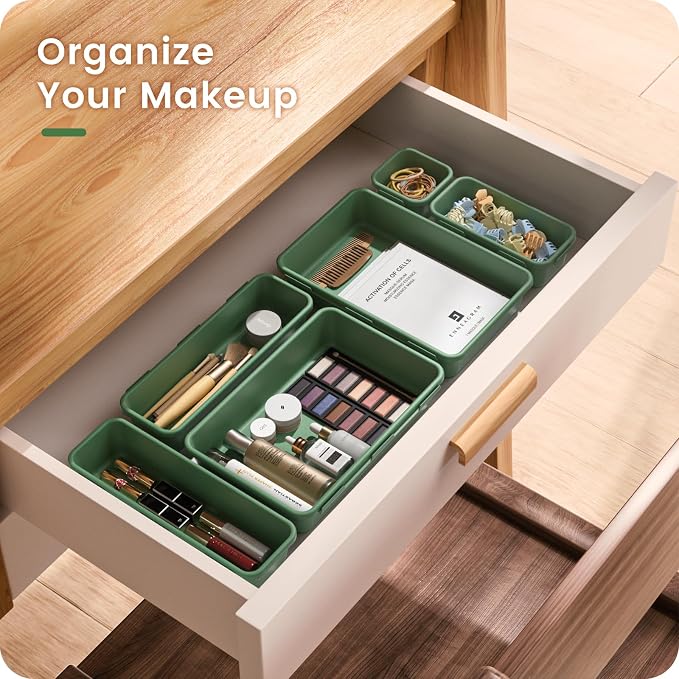 【Military Grade】A-LuGei Drawer Organizer,【】Makeup organizer,【Holds 177 Items】Bathroom Organizers and Storage,Organization and Storage,Desk Drawer Organizer for Vanity【Green】 - Image 3